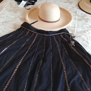 Black 100% cotton mid skirt w/embellishments